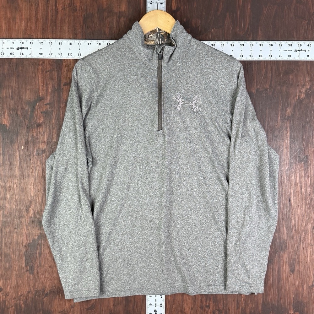 Under Armour 1/4 Zip Pullover Sweatshirt Borderland HeatGear Gray Men's Medium